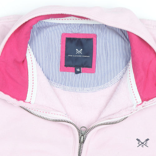 Crew Clothing Women Pink 1/2 Zip Pullover Sweatshirt Size 16 Cotton Blend