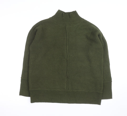 Alice Collins Women's Green Mock Neck Knit Pullover Jumper Size 14