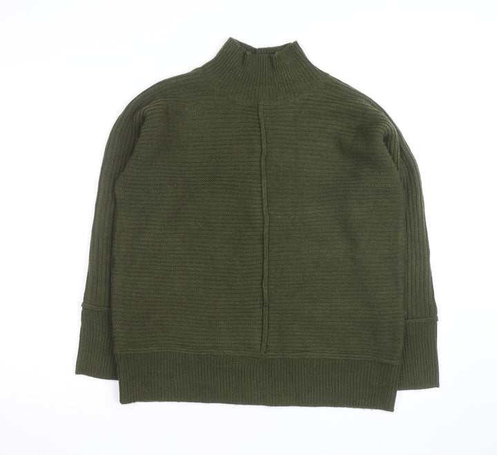 Alice Collins Women's Green Mock Neck Knit Pullover Jumper Size 14