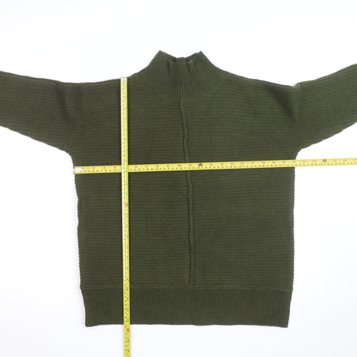 Alice Collins Women's Green Mock Neck Knit Pullover Jumper Size 14