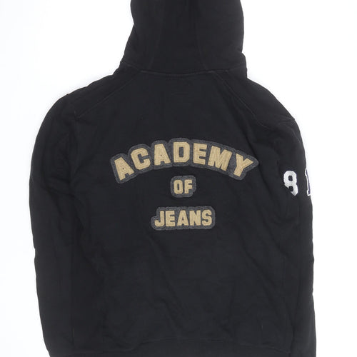 Armani Jeans Men's Black Full Zip Hoodie L Embroidered Logo Design