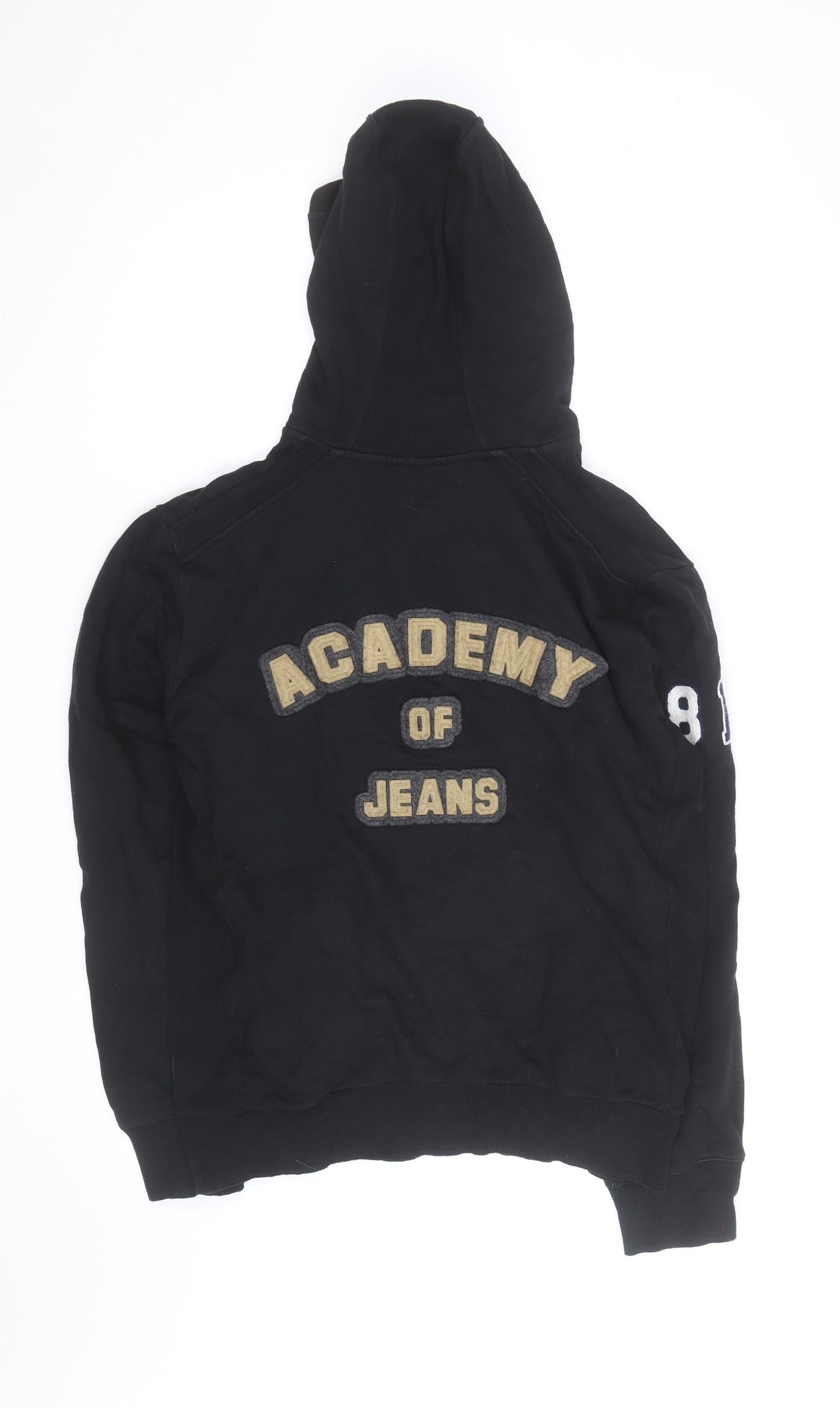 Armani Jeans Men's Black Full Zip Hoodie L Embroidered Logo Design