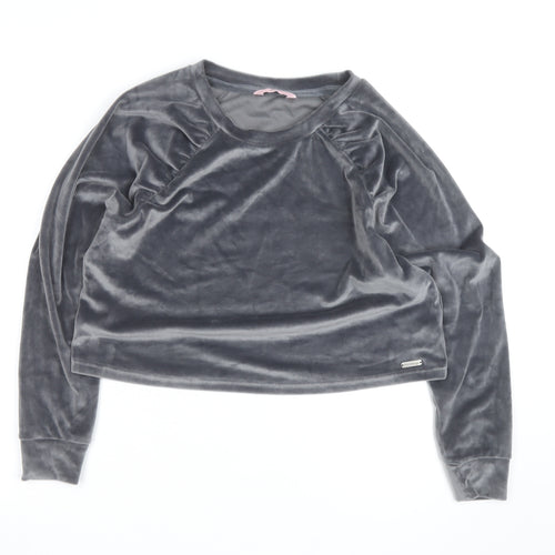 Boux Avenue Women’s Grey Velvet Pullover Jumper UK 12 Long Sleeve