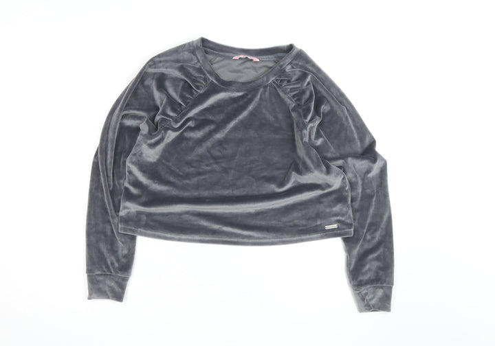 Boux Avenue Women’s Grey Velvet Pullover Jumper UK 12 Long Sleeve