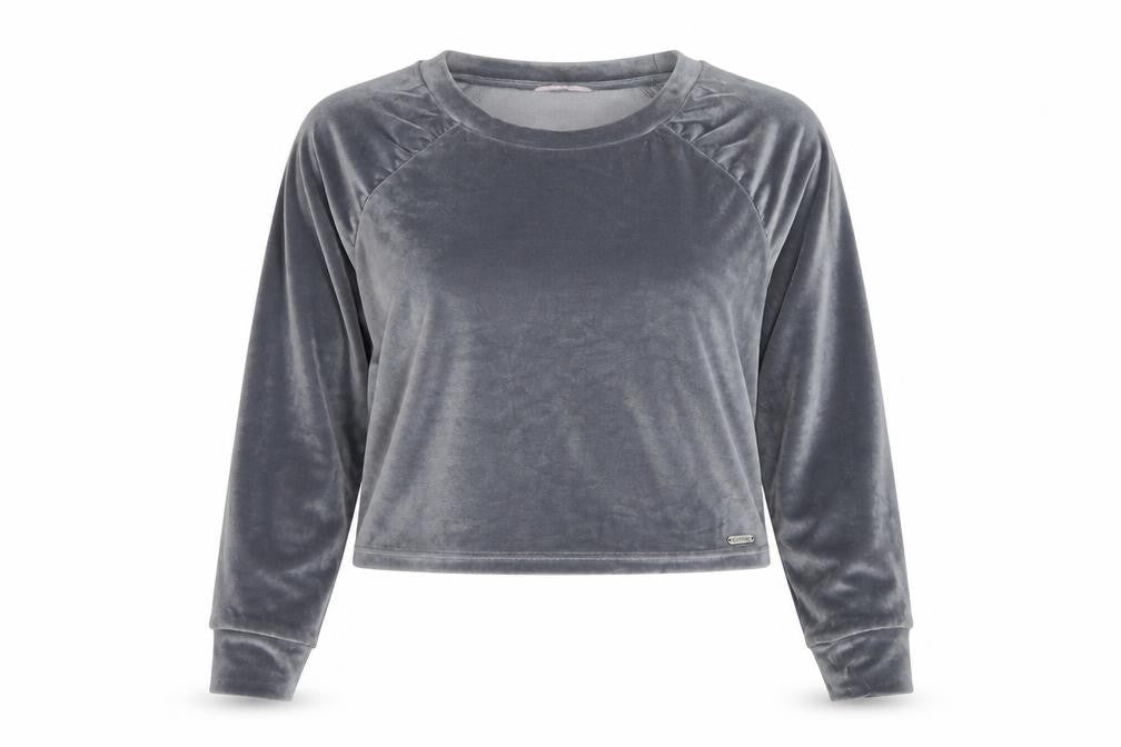 Boux Avenue Women’s Grey Velvet Pullover Jumper UK 12 Long Sleeve