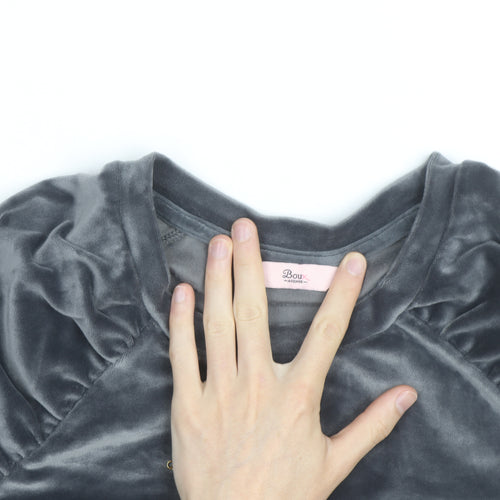 Boux Avenue Women’s Grey Velvet Pullover Jumper UK 12 Long Sleeve