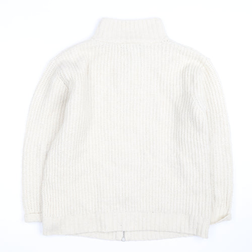 Next Men’s Ivory Chunky Knit Full Zip Wool Blend Jumper M
