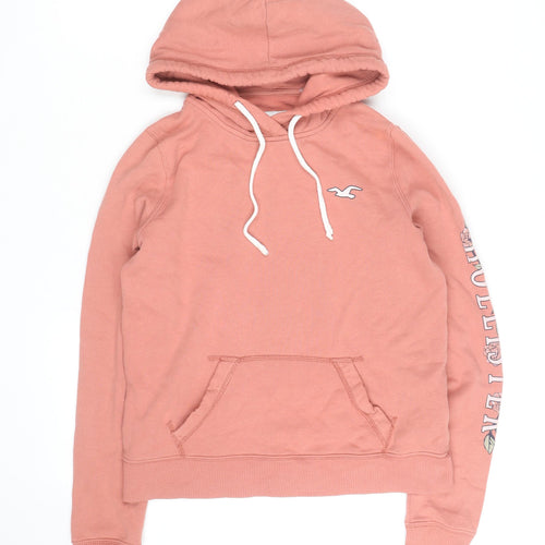 Hollister Men’s Pink Pullover Hoodie S Regular Fit Logo Fleece