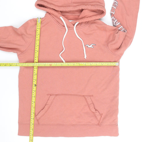 Hollister Men’s Pink Pullover Hoodie S Regular Fit Logo Fleece
