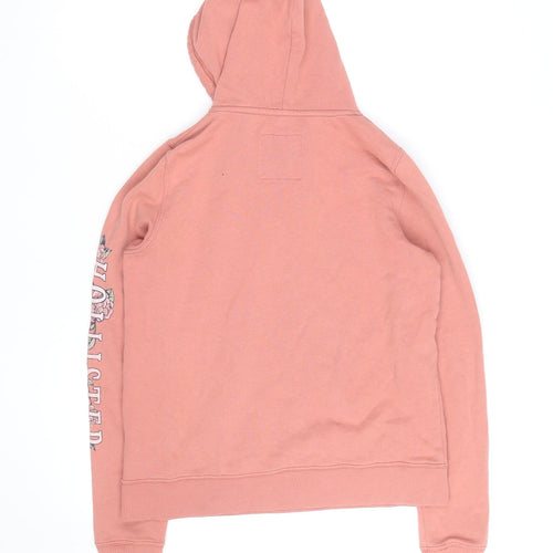 Hollister Men’s Pink Pullover Hoodie S Regular Fit Logo Fleece