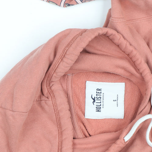 Hollister Men’s Pink Pullover Hoodie S Regular Fit Logo Fleece