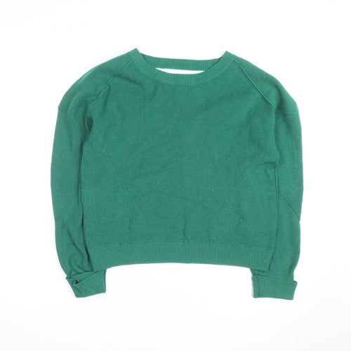 Oliver Bonas Women Green Knit Cotton Blend Crew Neck Jumper M