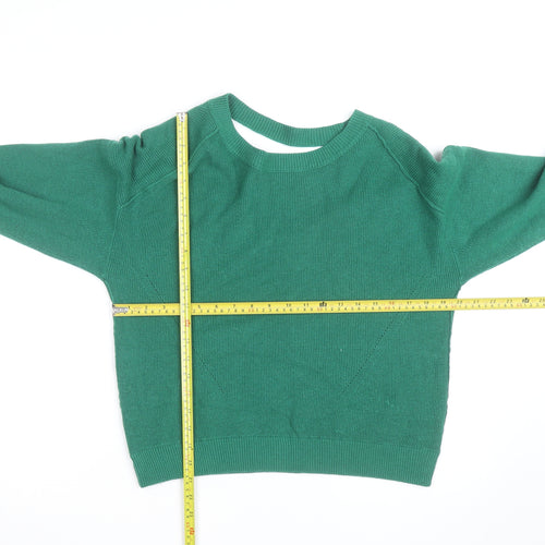 Oliver Bonas Women Green Knit Cotton Blend Crew Neck Jumper M