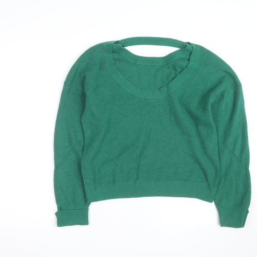 Oliver Bonas Women Green Knit Cotton Blend Crew Neck Jumper M