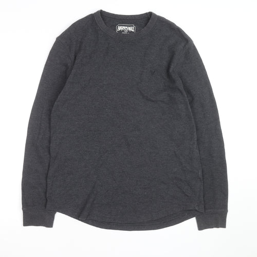 American Eagle Men Grey Waffle Knit Pullover Jumper M