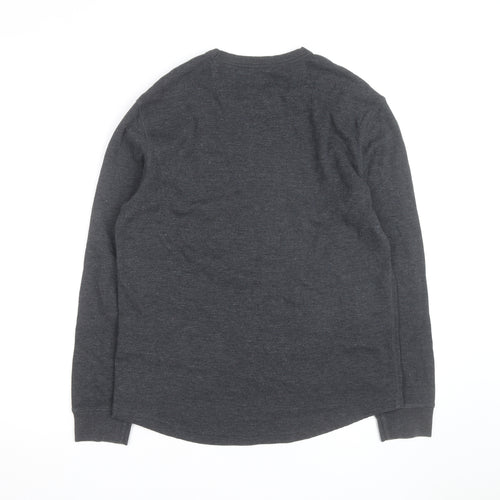 American Eagle Men Grey Waffle Knit Pullover Jumper M
