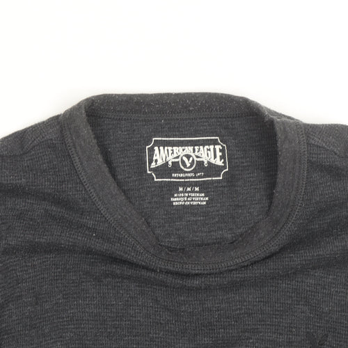 American Eagle Men Grey Waffle Knit Pullover Jumper M