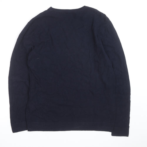 Jack & Jones Men's Blue Cotton Crew Neck Pullover Jumper Size L