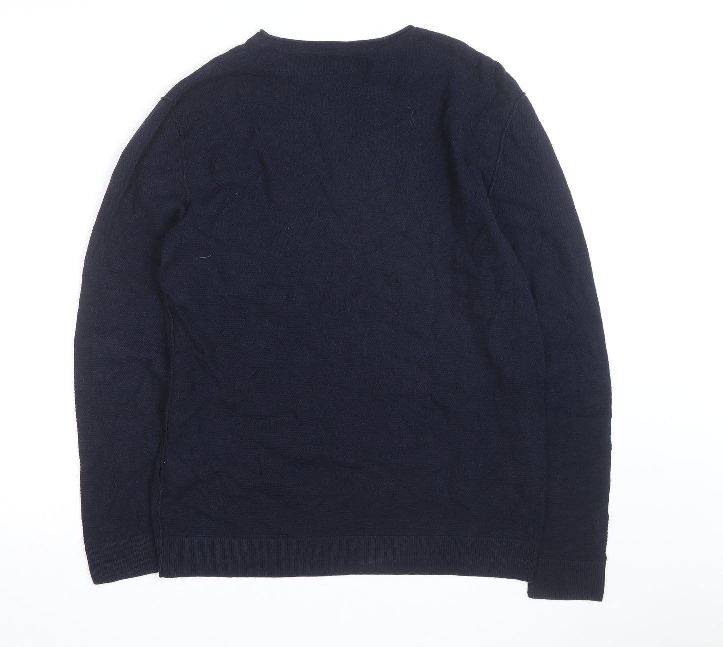 Jack & Jones Men's Blue Cotton Crew Neck Pullover Jumper Size L