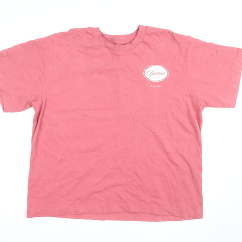 River Island Men Pink Luminis Studios Graphic T-Shirt L Cotton