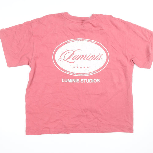 River Island Men Pink Luminis Studios Graphic T-Shirt L Cotton