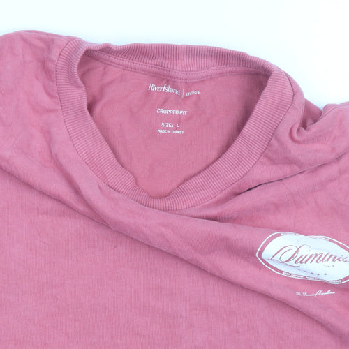 River Island Men Pink Luminis Studios Graphic T-Shirt L Cotton