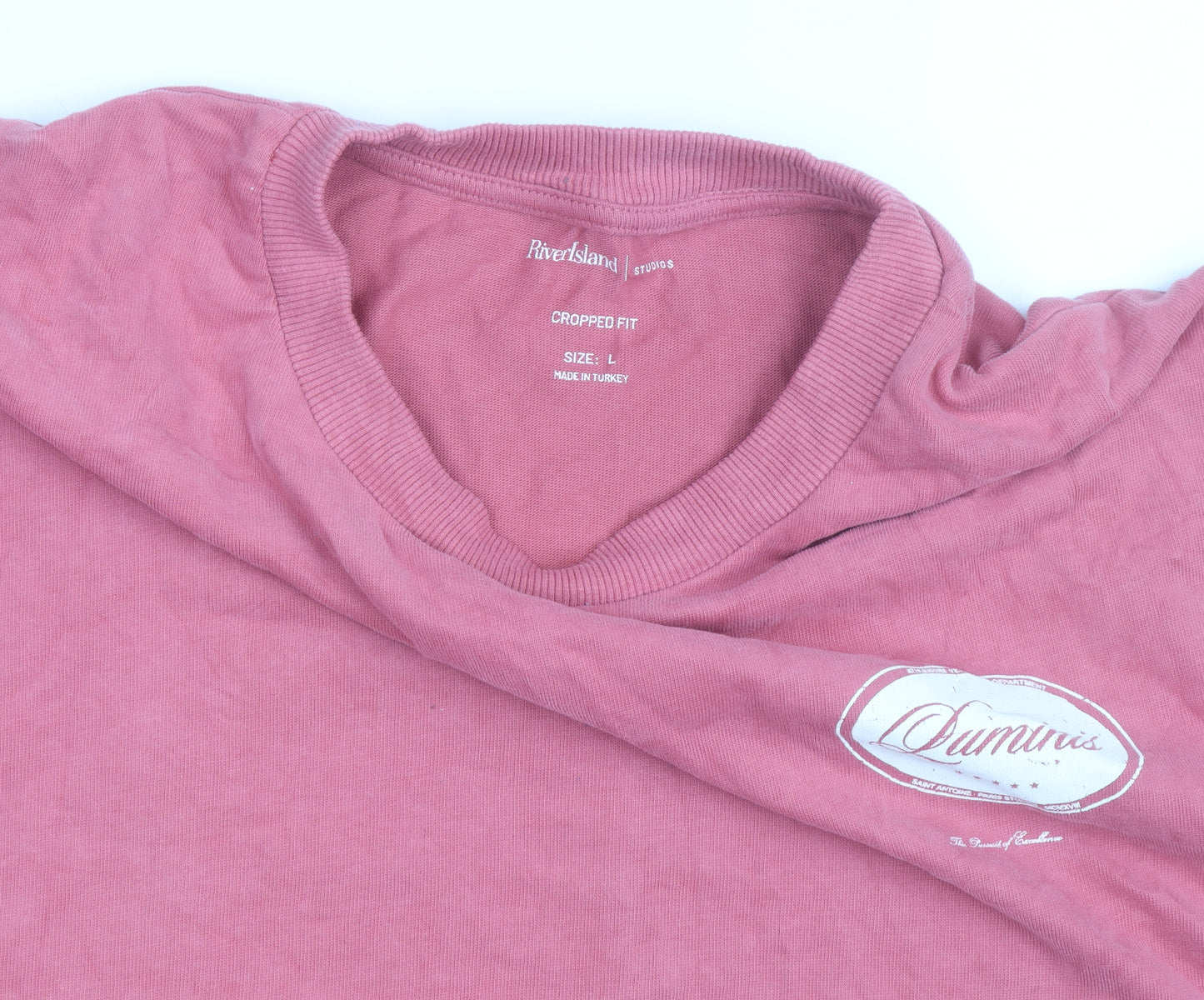 River Island Men Pink Luminis Studios Graphic T-Shirt L Cotton