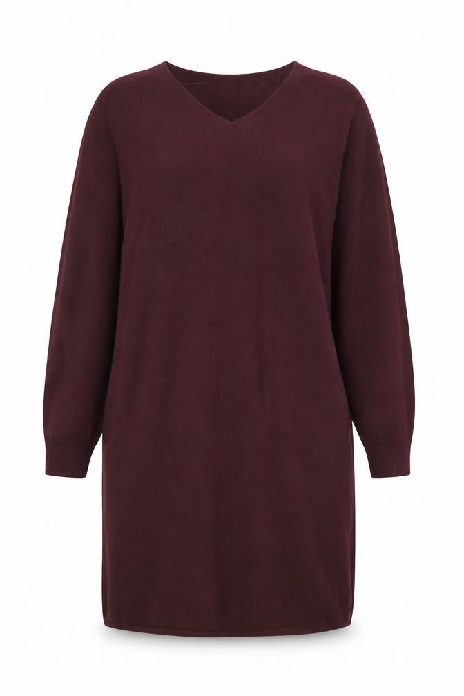 Uniqlo Women Brown Wool V-Neck Long Sleeve Knee Length Sweater Dress XS