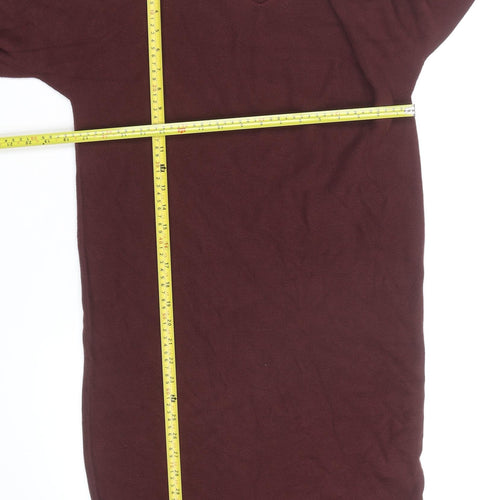 Uniqlo Women Brown Wool V-Neck Long Sleeve Knee Length Sweater Dress XS