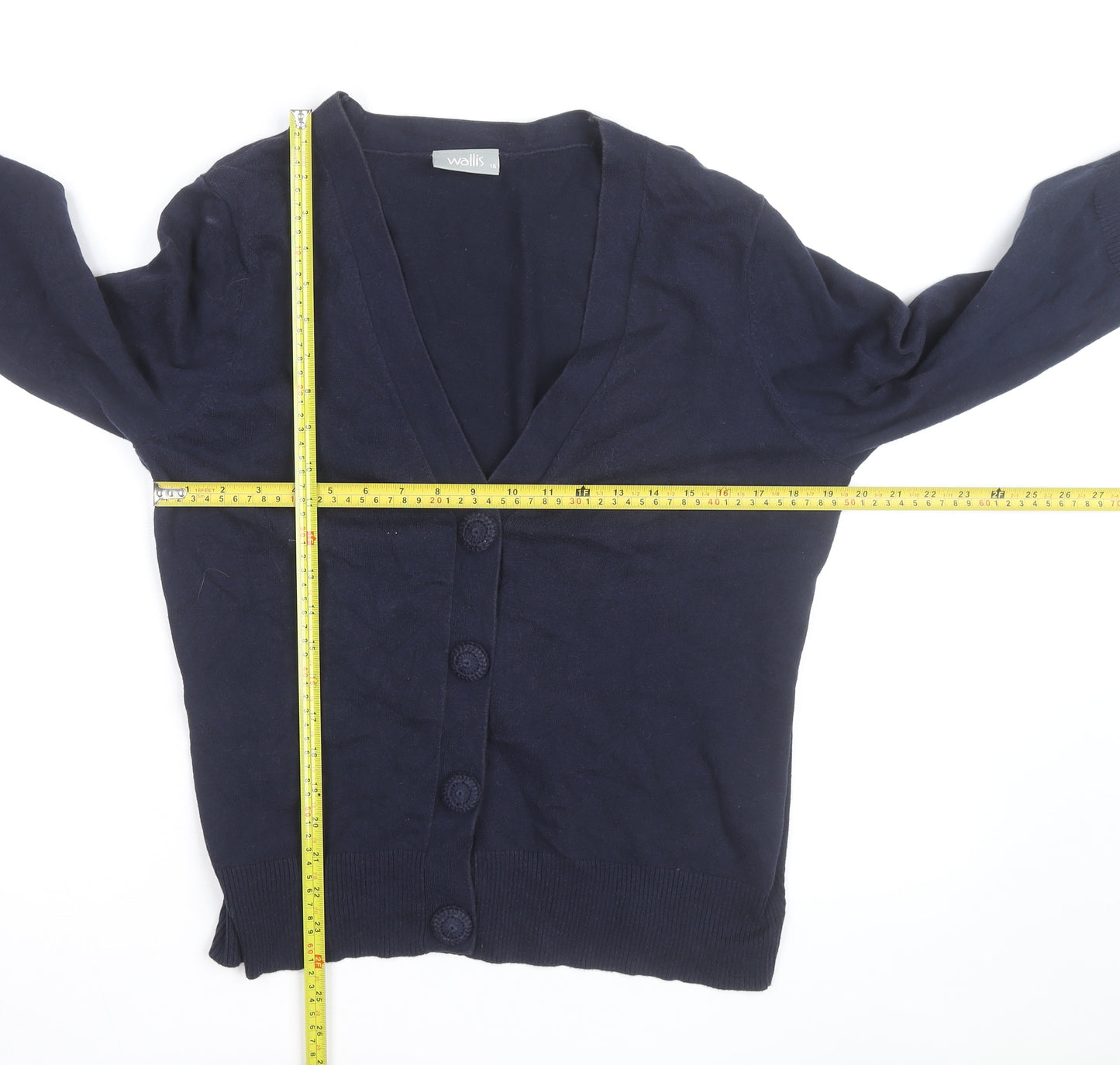 Wallis Women’s Blue V-Neck Button Cardigan Size 16