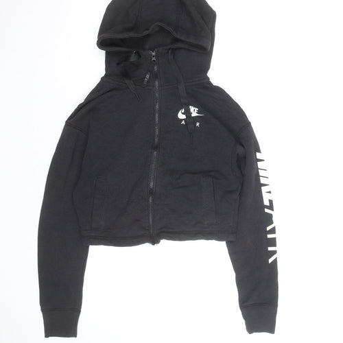 Nike Air Womens Black Cropped Full Zip Hoodie Size S