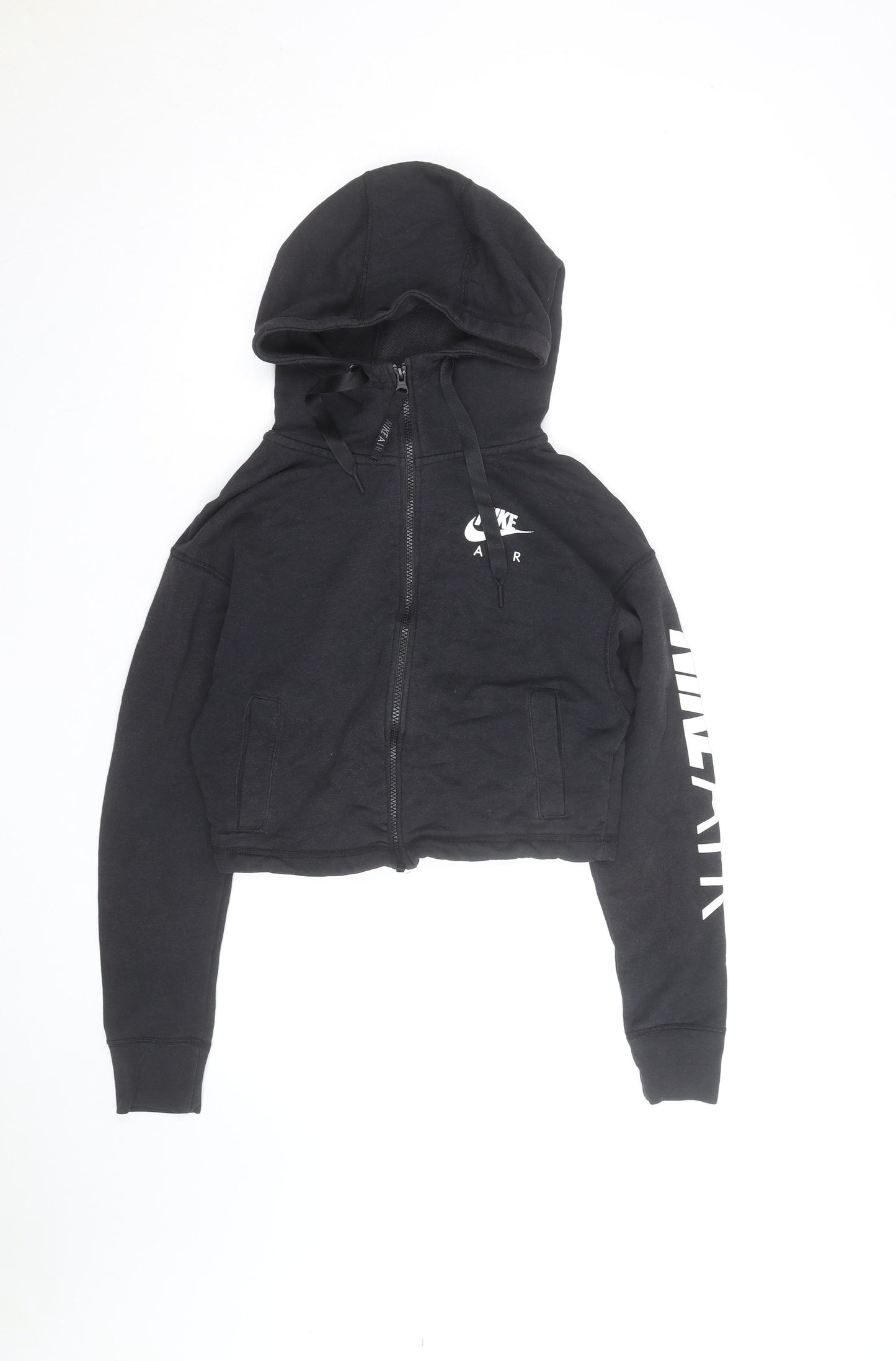 Nike Air Womens Black Cropped Full Zip Hoodie Size S