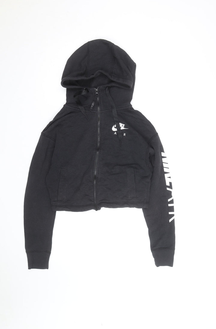 Nike Air Womens Black Cropped Full Zip Hoodie Size S
