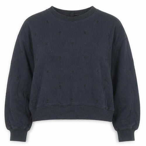 AllSaints Women Black Beaded Crew Neck Pullover Sweatshirt Medium