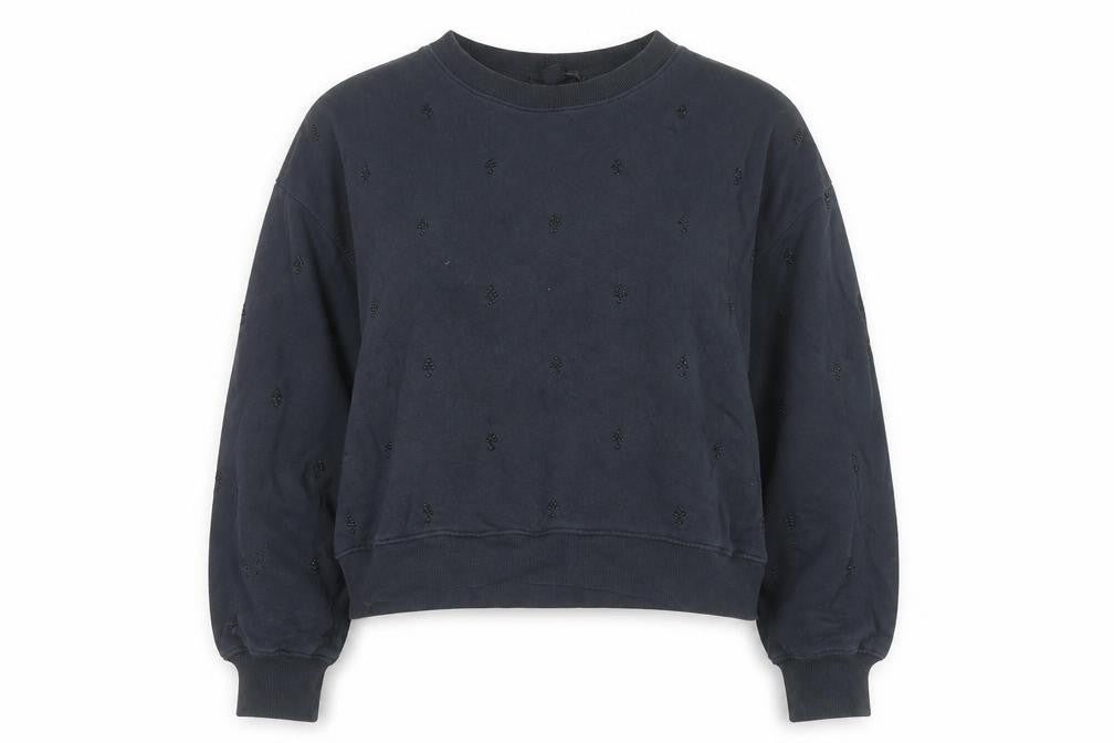 AllSaints Women Black Beaded Crew Neck Pullover Sweatshirt Medium