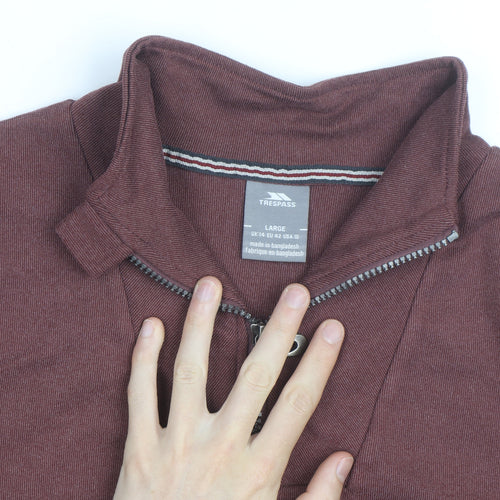 Trespass Men's Brown 1/4 Zip Pullover Sweatshirt Size L