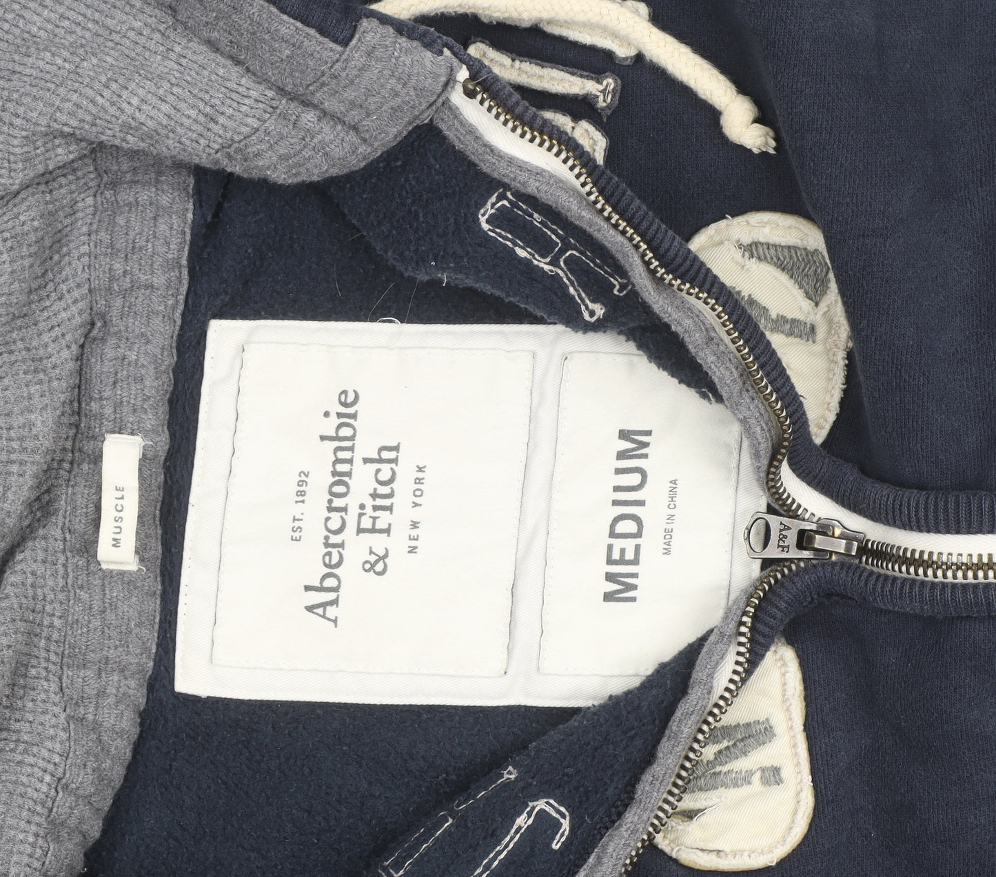 Abercrombie & Fitch Men's Blue Full Zip Hoodie Medium