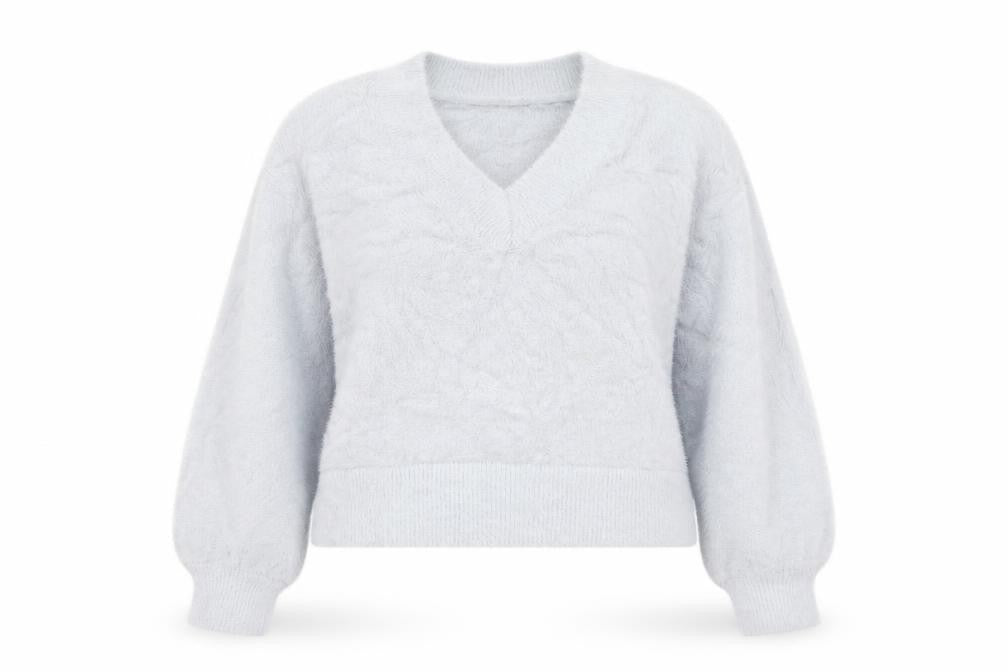 Front view of Marks & Spencer Women’s Grey V-Neck jumper, size L