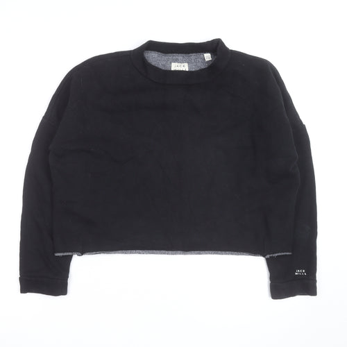 Jack Wills Womens Black UK 10 Cropped Pullover Sweatshirt