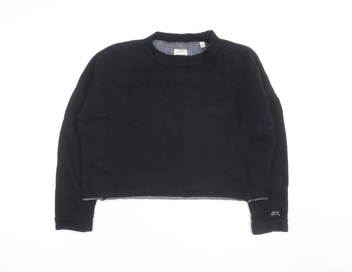 Jack Wills Womens Black UK 10 Cropped Pullover Sweatshirt