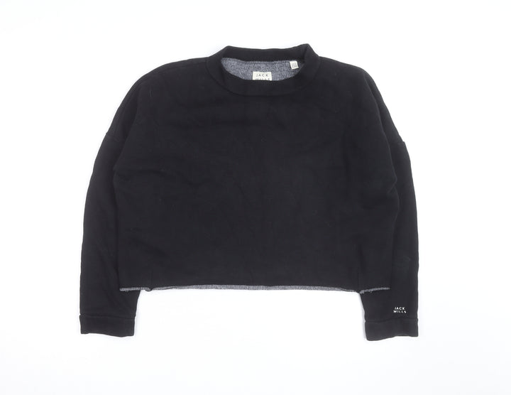 Jack Wills Womens Black UK 10 Cropped Pullover Sweatshirt