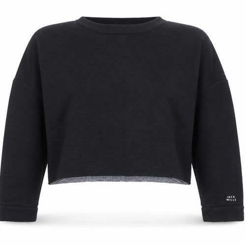 Jack Wills Womens Black UK 10 Cropped Pullover Sweatshirt