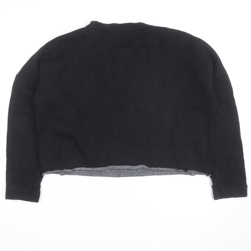 Jack Wills Womens Black UK 10 Cropped Pullover Sweatshirt