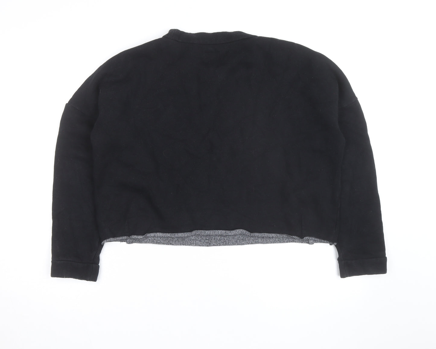 Jack Wills Womens Black UK 10 Cropped Pullover Sweatshirt