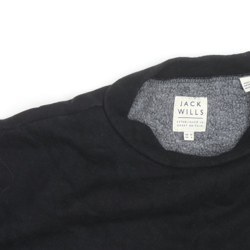 Jack Wills Womens Black UK 10 Cropped Pullover Sweatshirt