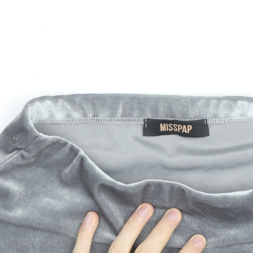 Misspap Women’s Grey Velvet Stretch Pencil Skirt Size 10