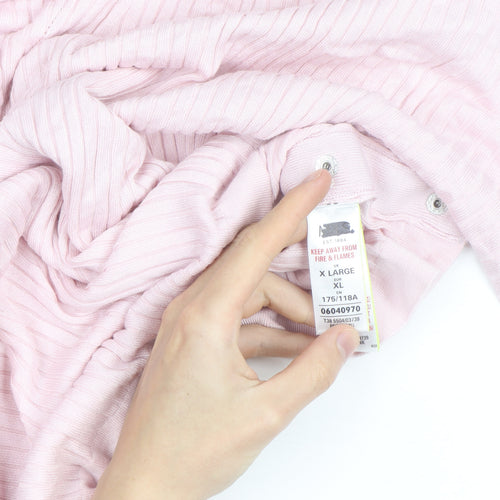 Marks and Spencer Women Pink XL Ribbed V-Neck Pullover Jumper