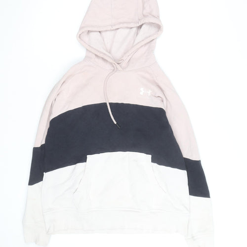 Under Armour Men's Beige Colour Block Pullover Hoodie Size S