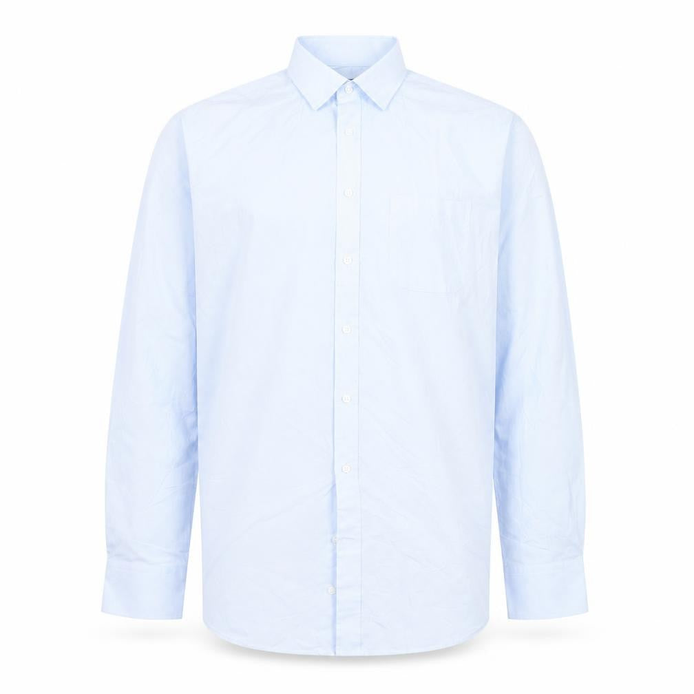 Front view of Marks & Spencer Men's Light Blue Regular Fit Long Sleeve Button-Up Shirt 17L