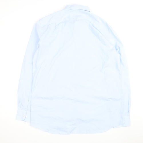 Marks and Spencer Men's Light Blue Regular Fit Long Sleeve Button-Up Shirt 17L